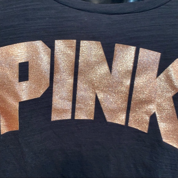 PINK V Neck Tee with Rose Gold Bling! - Picture 7 of 9